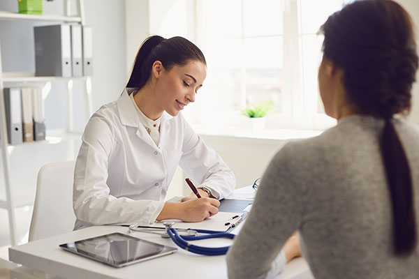Woman with GP in Wrexham